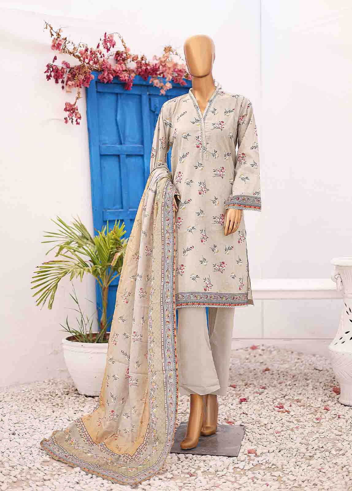 Bin Saeed Fabric - SM-0435 B-PR- 3 Piece Printed Stitched Suit
