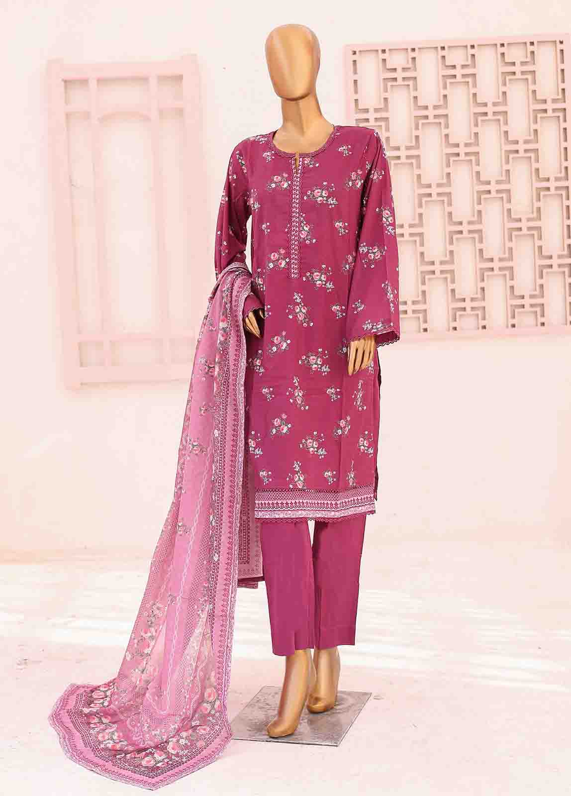 Bin Saeed Fabric - SM-0436 A-PR- 3 Piece Printed Stitched Suit