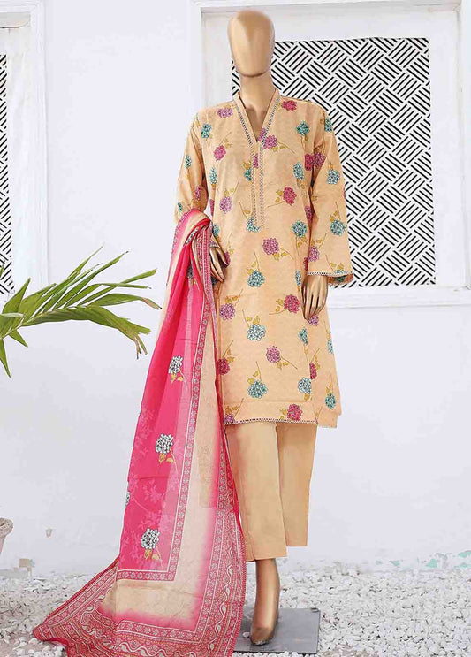 SM-0437 B-PR- 3 Piece Printed Stitched Suit