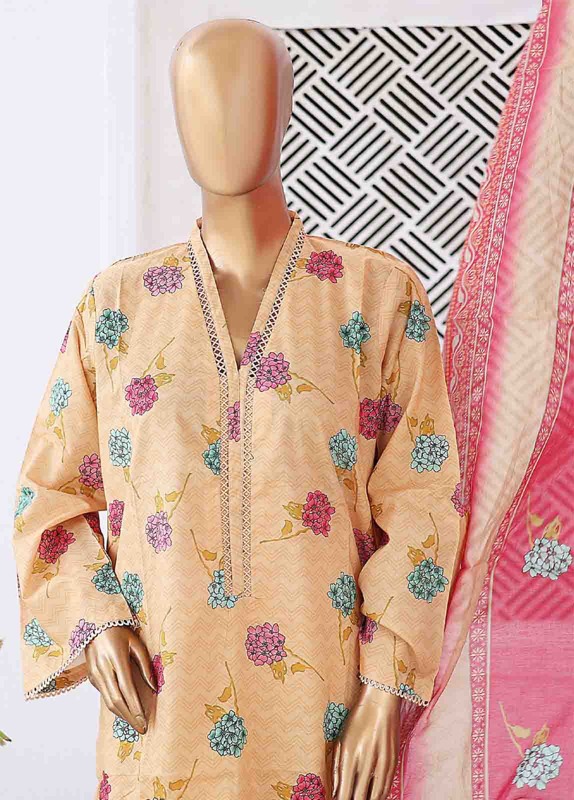 Bin Saeed Fabric - SM-0437 B-PR- 3 Piece Printed Stitched Suit