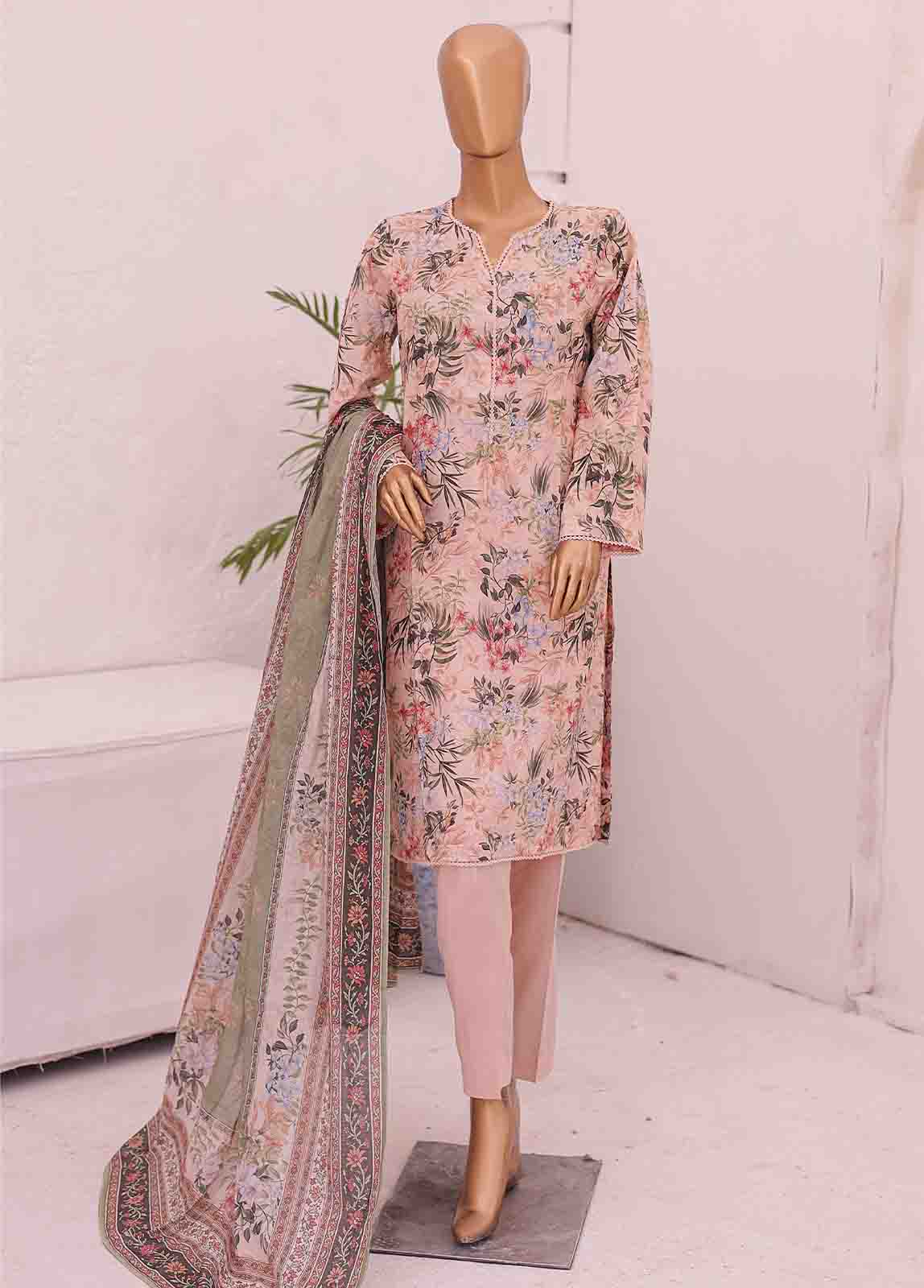 Bin Saeed Fabric - SM-0438 A-PR- 3 Piece Printed Stitched Suit