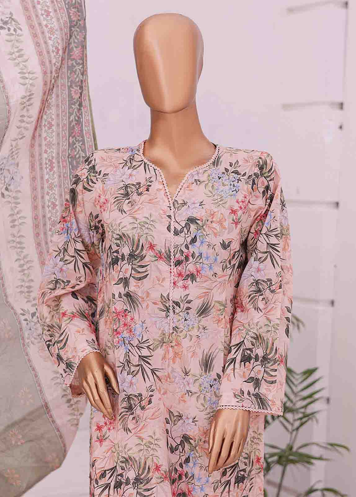 Bin Saeed Fabric - SM-0438 A-PR- 3 Piece Printed Stitched Suit