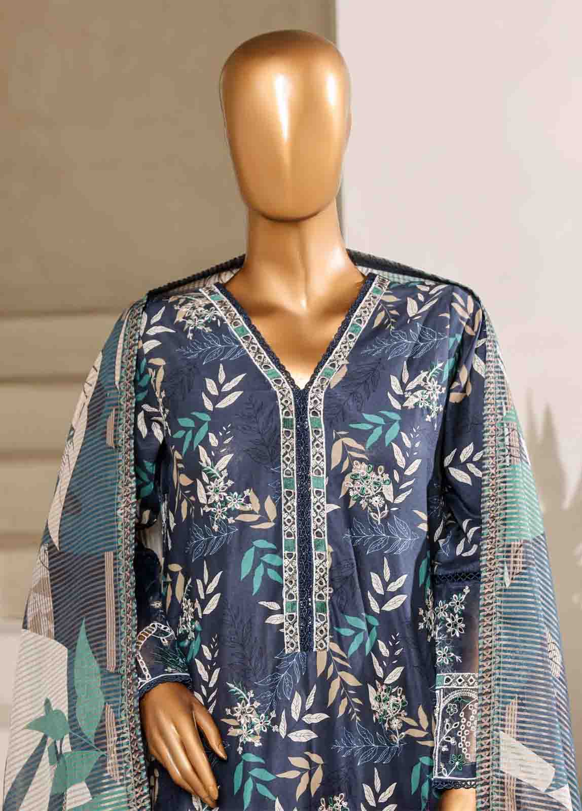 Bin Saeed Fabric - SM-044-EMB- 3 Piece Embroidered Stitched Suit