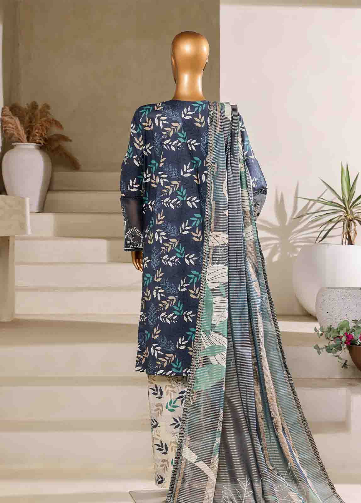 Bin Saeed Fabric - SM-044-EMB- 3 Piece Embroidered Stitched Suit