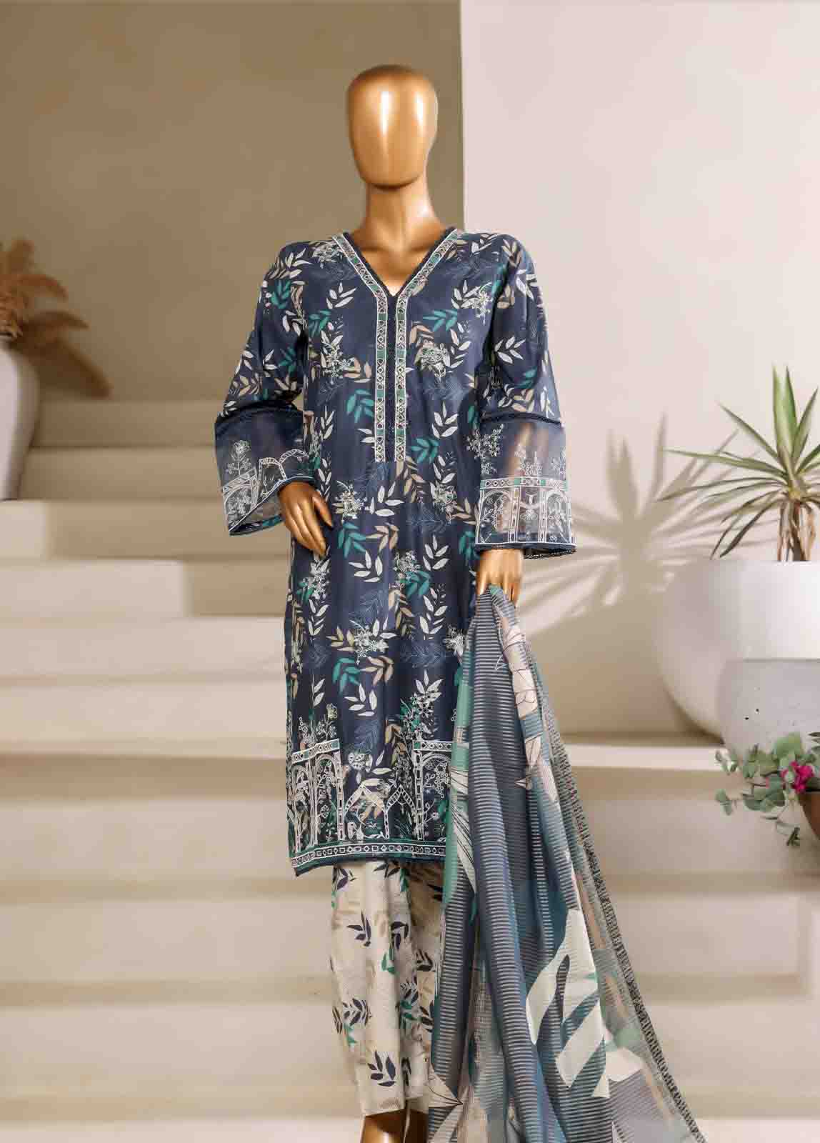 Bin Saeed Fabric - SM-044-EMB- 3 Piece Embroidered Stitched Suit
