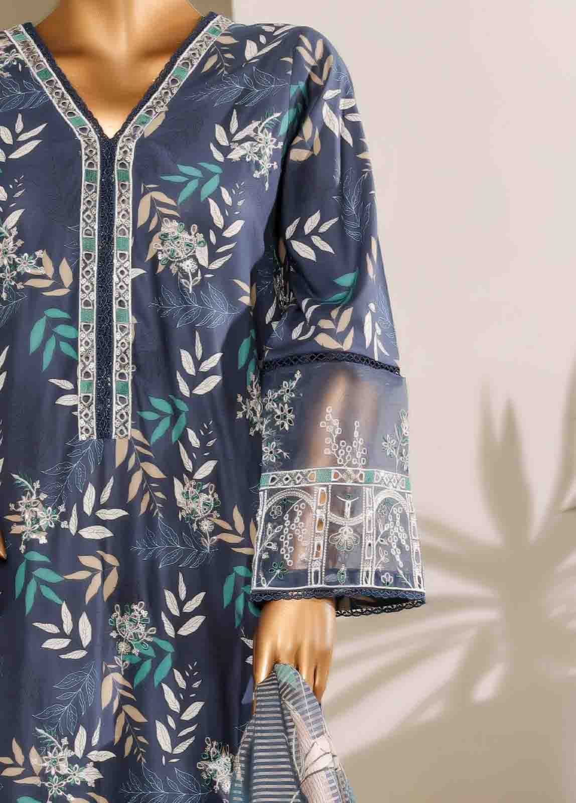 SM-044-EMB- 3 Piece Embroidered Stitched Suit