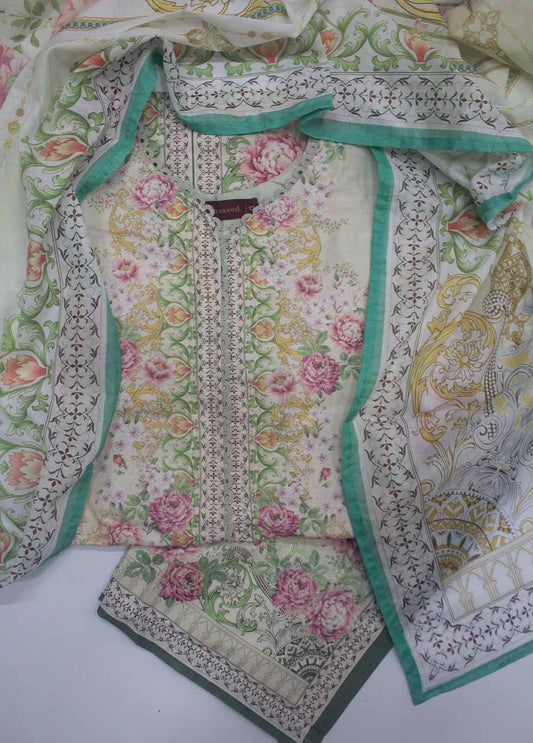 SM-045-PR- 3 Piece Printed Stitched Suit