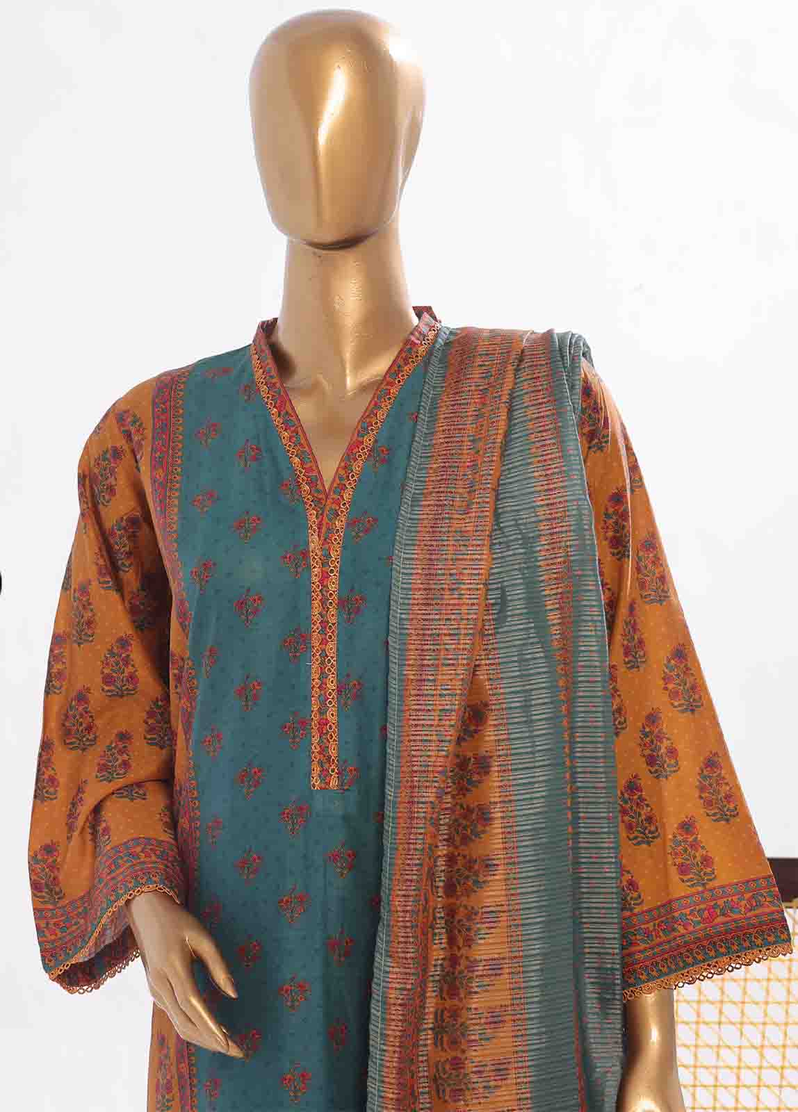 Bin Saeed Fabric - SM-045- 3 Piece Printed Stitched Suit