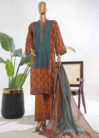 Bin Saeed Fabric - SM-045- 3 Piece Printed Stitched Suit