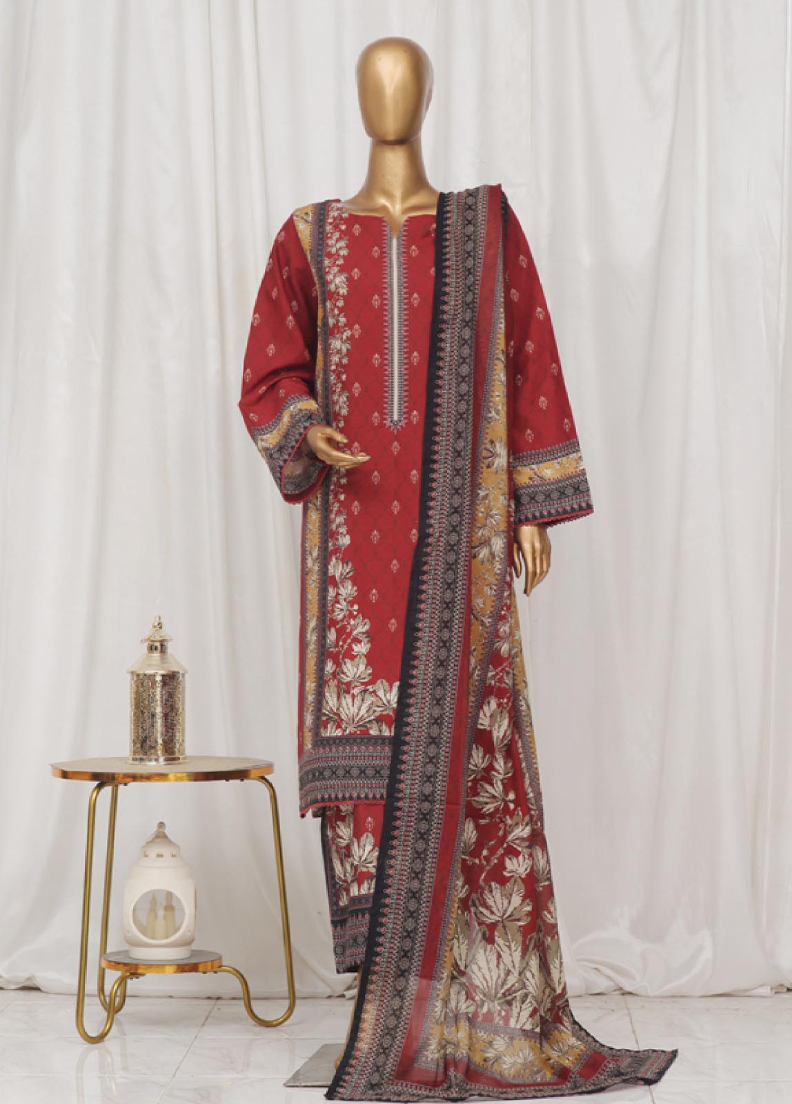 Bin Saeed Fabric - SM-046- 3 Piece Printed Stitched Suit
