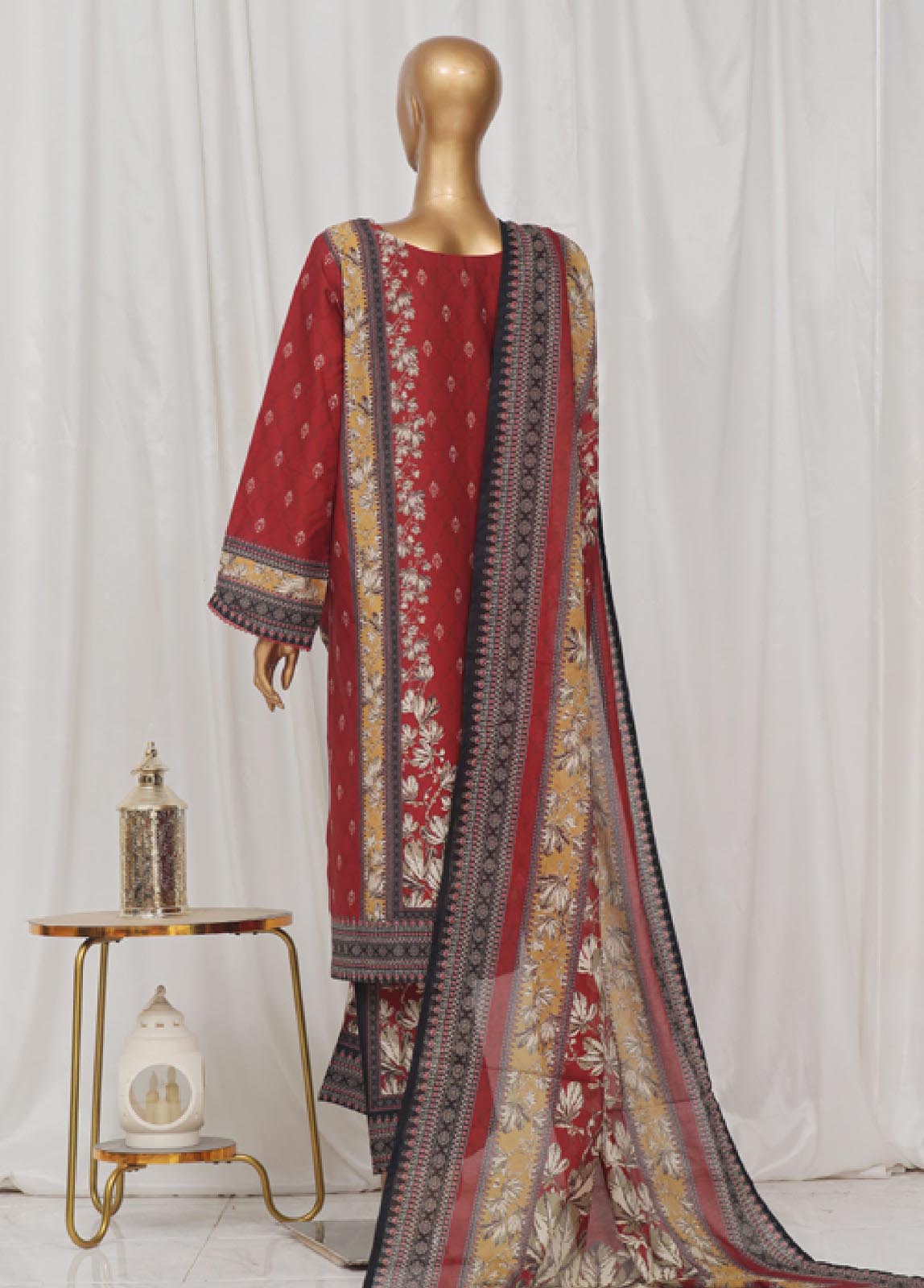 Bin Saeed Fabric - SM-046- 3 Piece Printed Stitched Suit