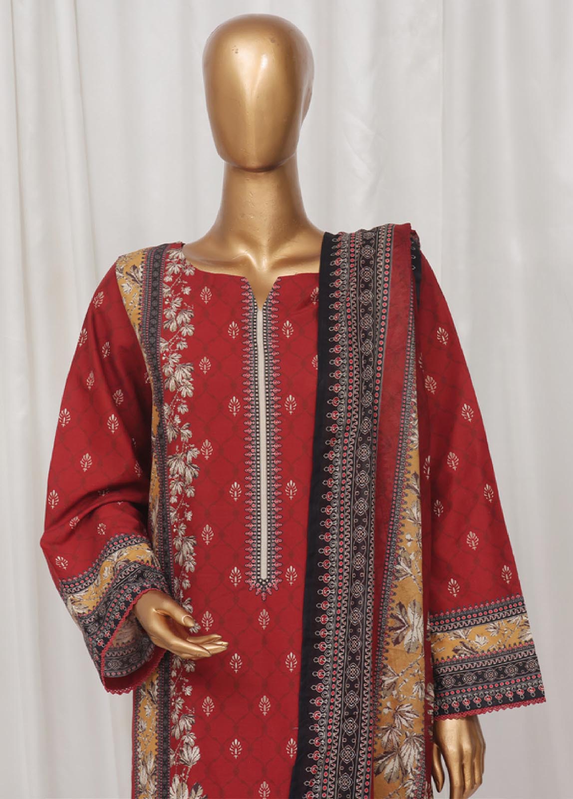 Bin Saeed Fabric - SM-046- 3 Piece Printed Stitched Suit