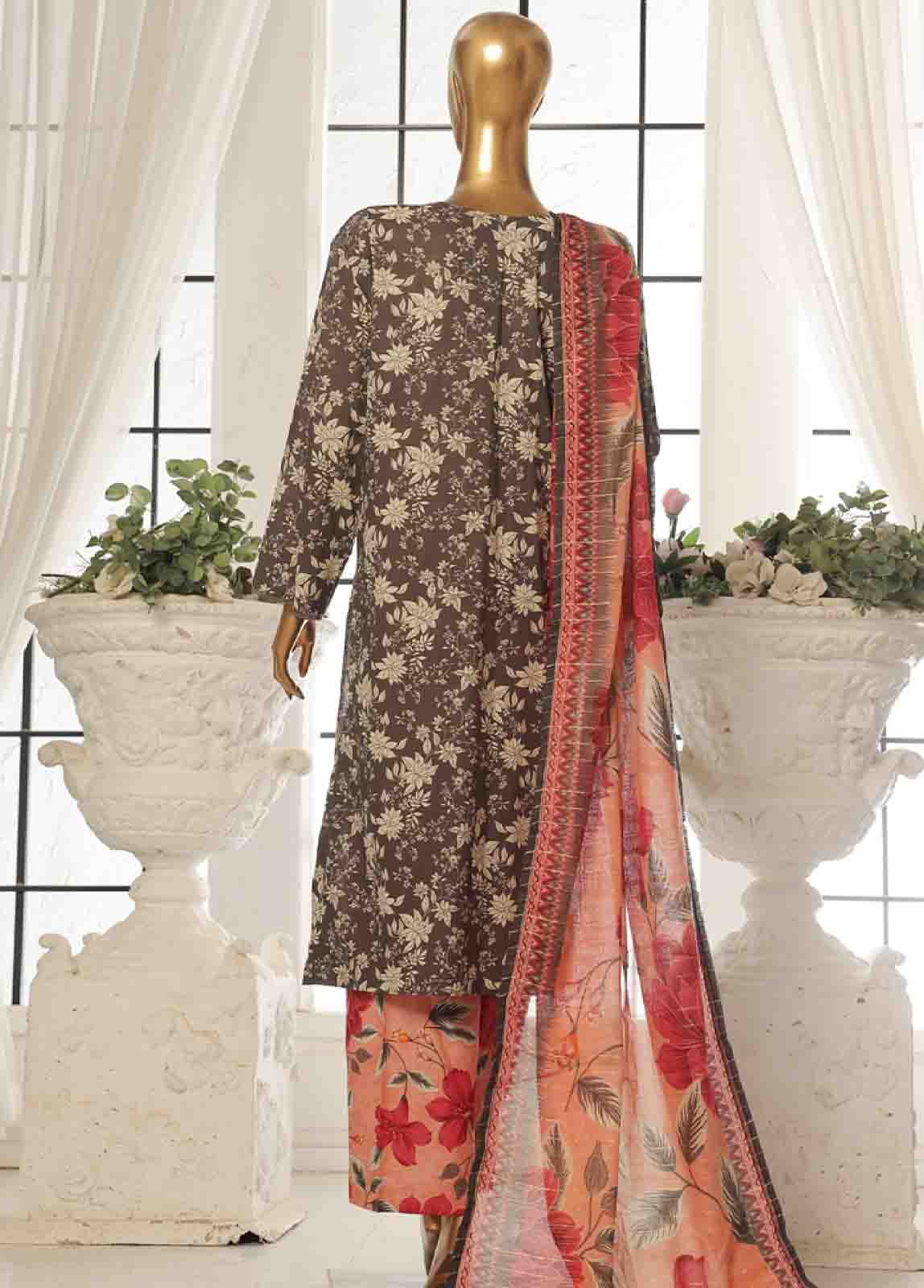 Bin Saeed Fabric - SM-046 A- 3 Piece Printed Stitched Suit