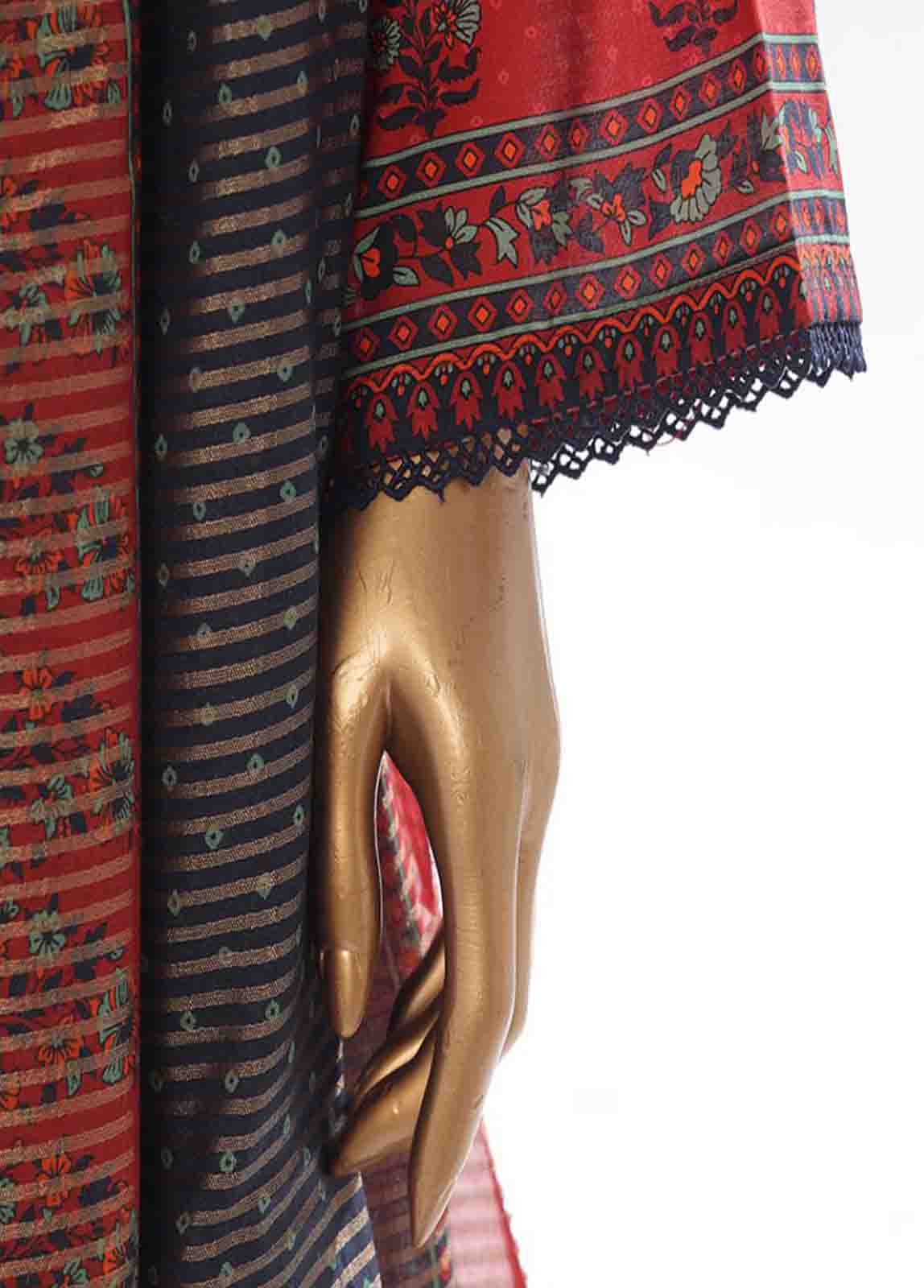 Bin Saeed Fabric - SM-046 B- 3 Piece Printed Cotton Suit