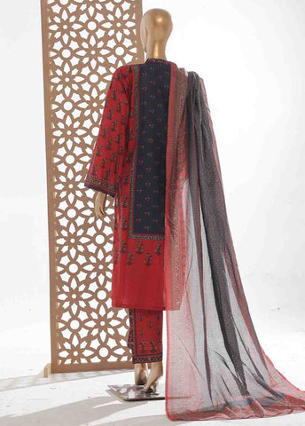 Bin Saeed Fabric - SM-046 B- 3 Piece Printed Cotton Suit