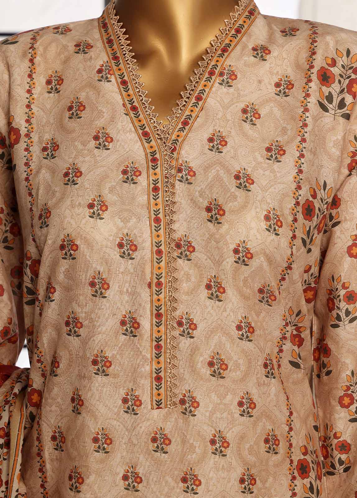 Bin Saeed Fabric - SM-047- 3 Piece Printed Stitched Suit