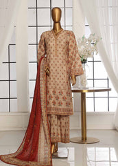 SM-047- 3 Piece Printed Stitched Suit