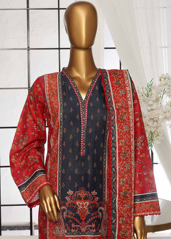Bin Saeed Fabric - SM-048 B- 3 Piece Printed Stitched Suit