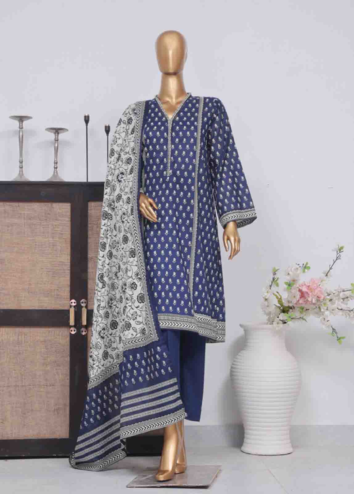 Bin Saeed Fabric - SM-048 (R-3) 3 Piece Printed Stitched Suit