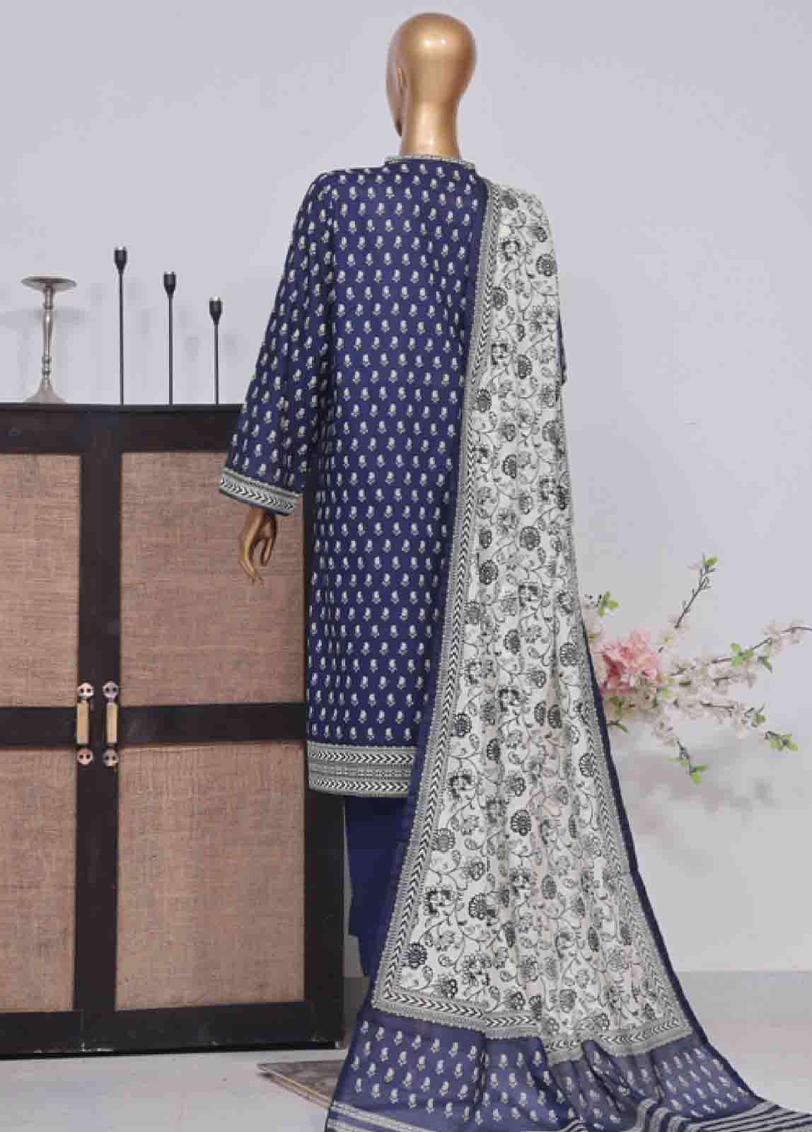 Bin Saeed Fabric - SM-048 (R-3) 3 Piece Printed Stitched Suit