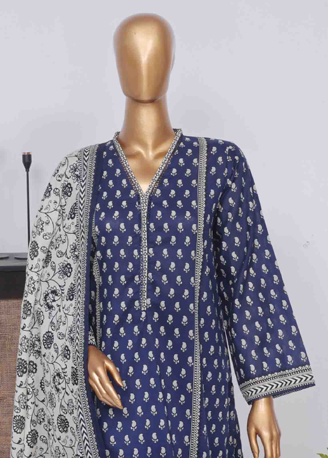 Bin Saeed Fabric - SM-048 (R-3) 3 Piece Printed Stitched Suit