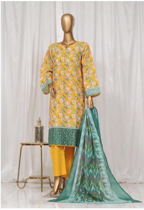 Bin Saeed Fabric - SM-05- 3 Piece Printed Stitched Suit
