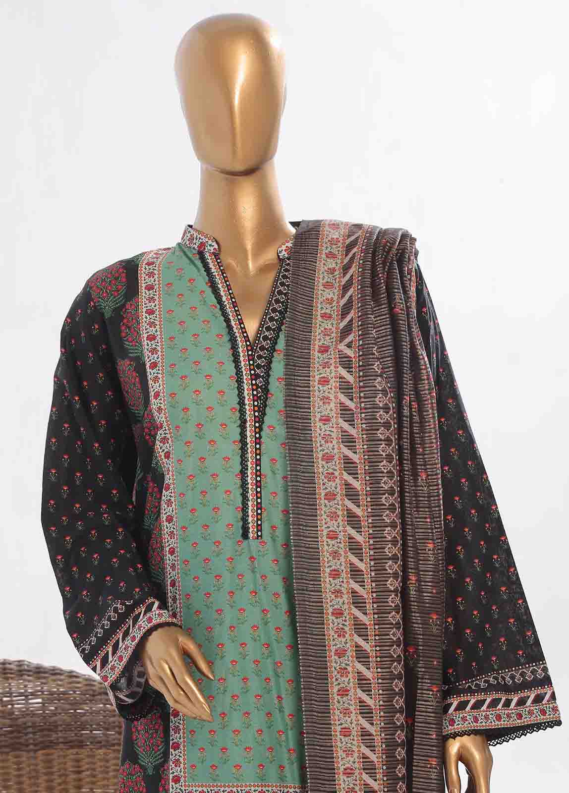 SM-051- 3 Piece Printed Stitched Suit