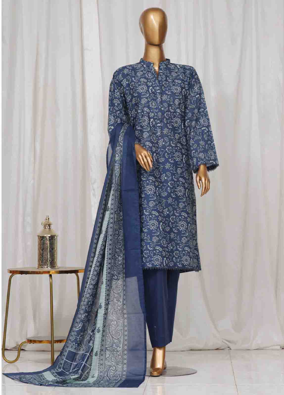 Bin Saeed Fabric - SM-052- 3 Piece Printed Stitched Suit