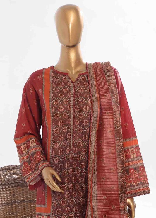 SM-054- 3 Piece Printed Stitched Suit