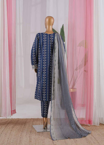Bin Saeed Fabric - SM-055-EMBC-3 Piece Chikankari Stitched Suit