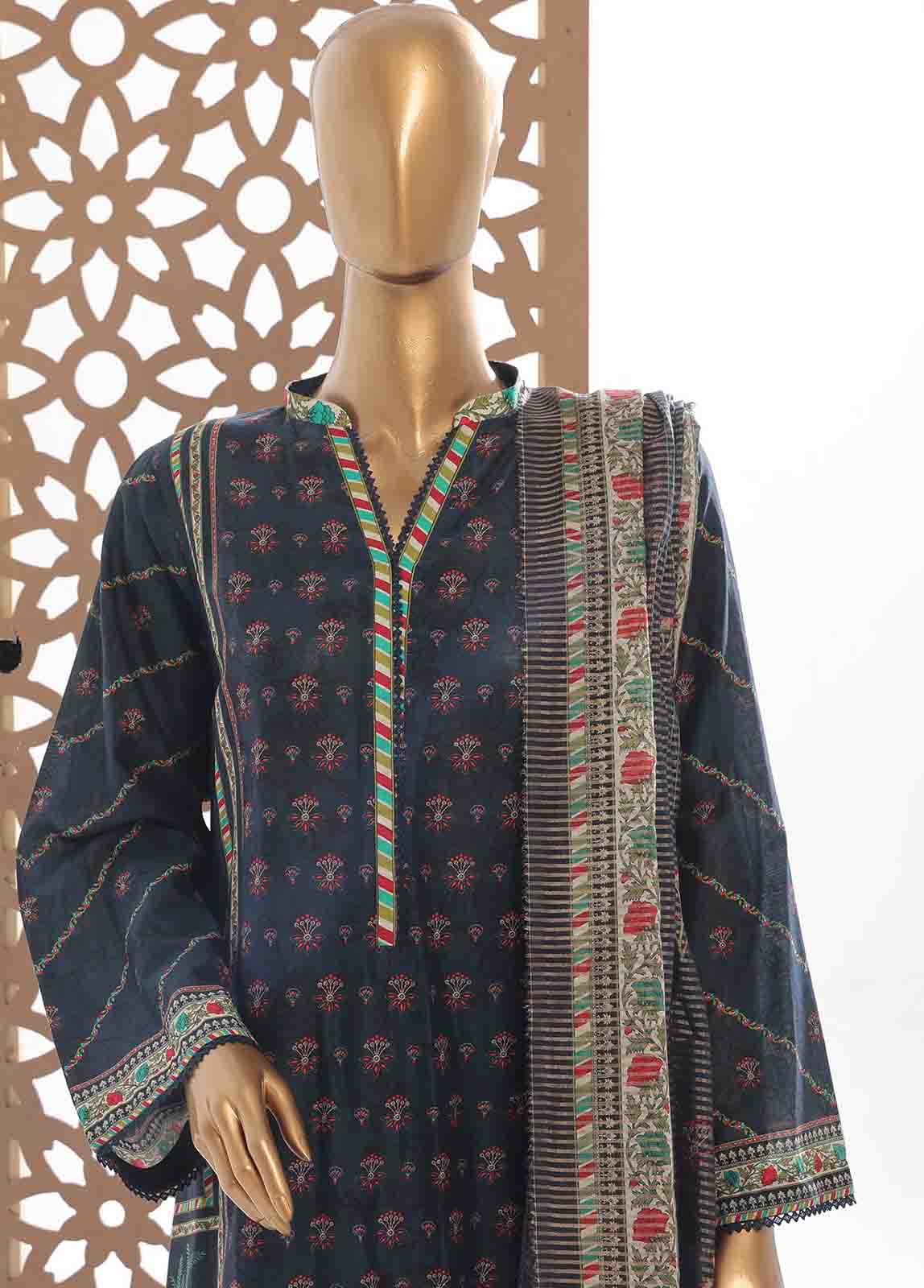 Bin Saeed Fabric - SM-055- 3 Piece Printed Stitched Suit