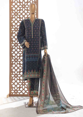 Bin Saeed Fabric - SM-055- 3 Piece Printed Stitched Suit