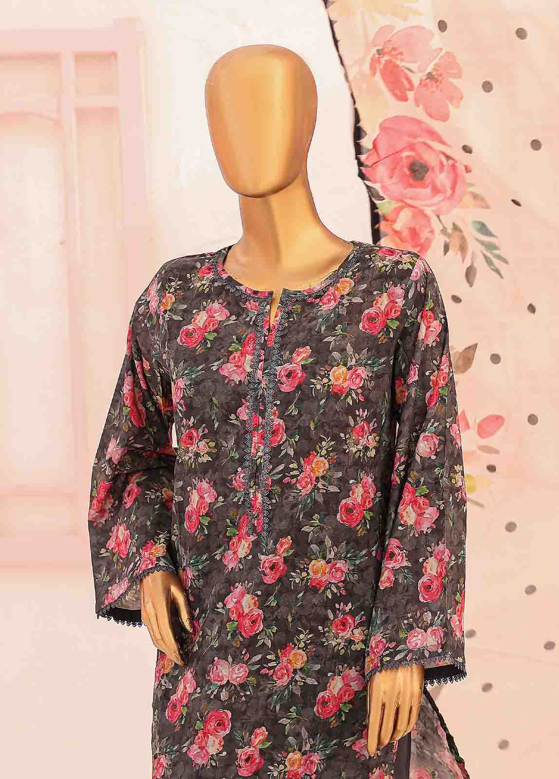 Bin Saeed Fabric - SM-0560-PR- 3 Piece Printed Stitched Suit