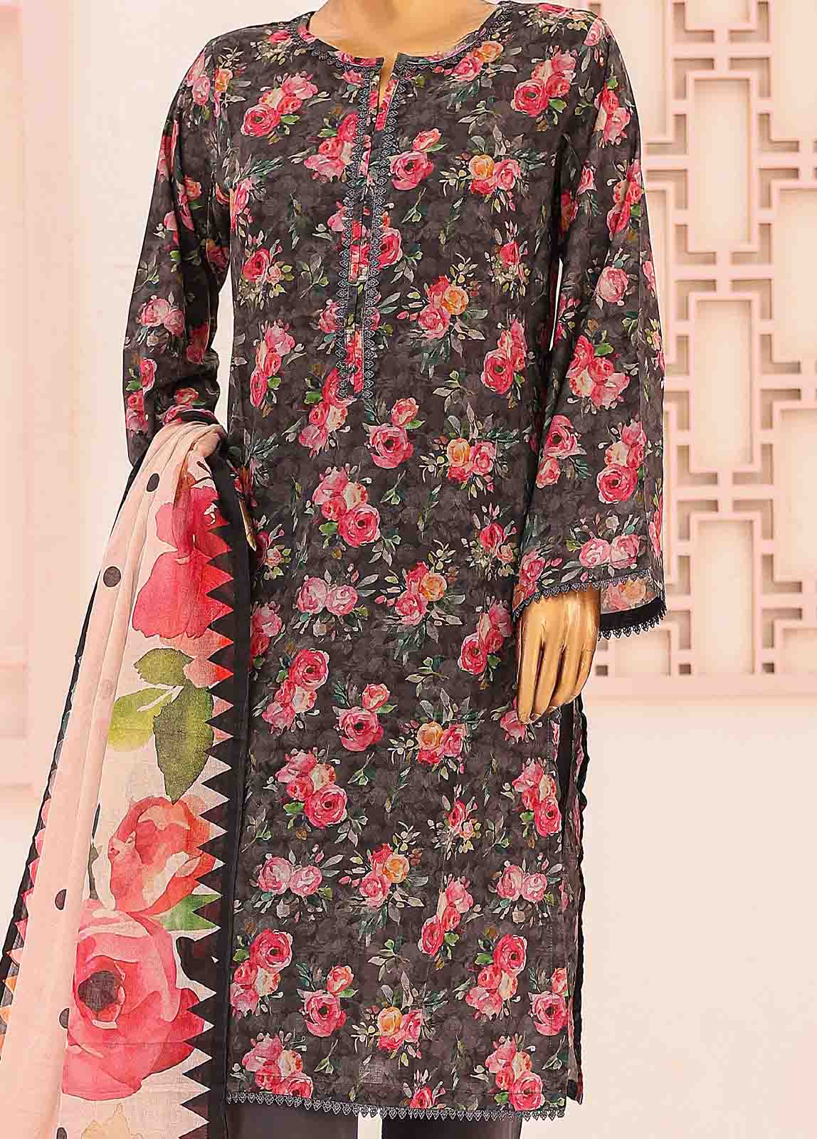 Bin Saeed Fabric - SM-0560-PR- 3 Piece Printed Stitched Suit
