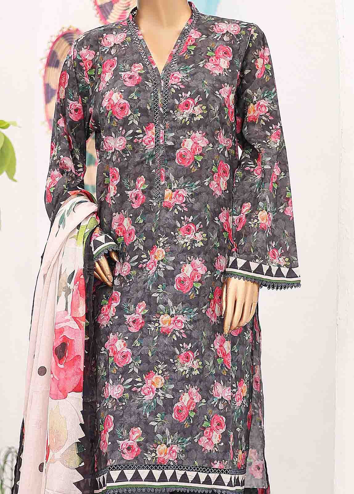 Bin Saeed Fabric - SM-0560 B-PR- 3 Piece Printed Stitched Suit