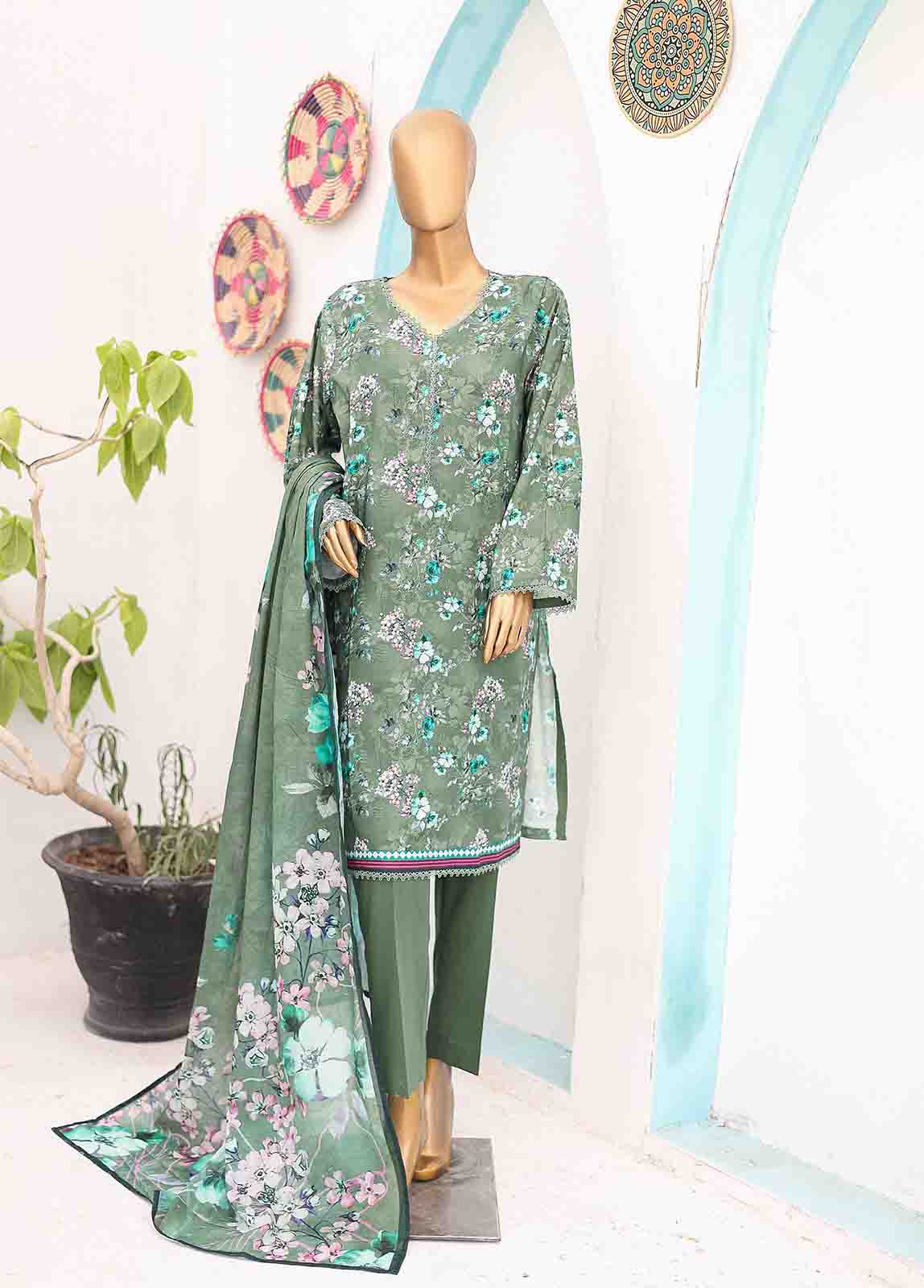 Bin Saeed Fabric - SM-0561 A-PR- 3 Piece Printed Stitched Suit