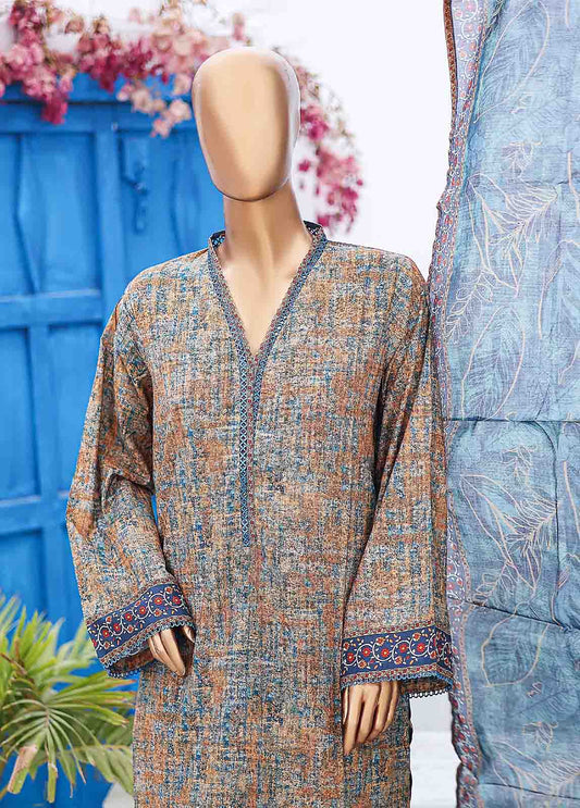 SM-0563 B-PR- 3 Piece Printed Stitched Suit