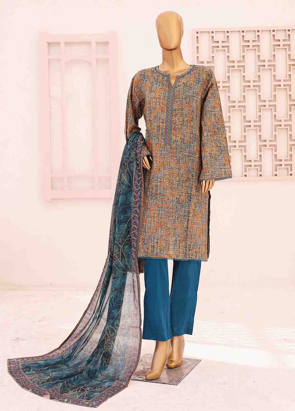 Bin Saeed Fabric - SM-0563 A-PR- 3 Piece Printed Stitched Suit
