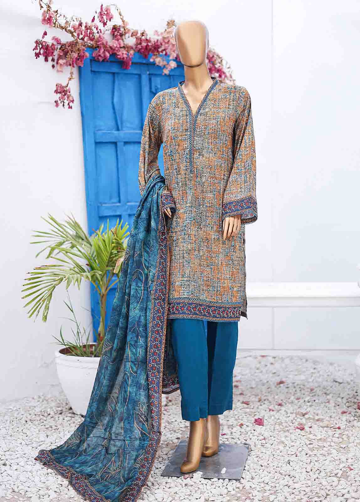 Bin Saeed Fabric - SM-0563 B-PR- 3 Piece Printed Stitched Suit