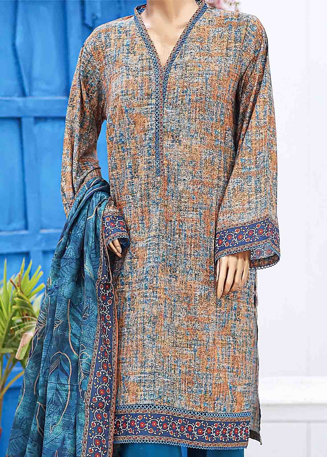 Bin Saeed Fabric - SM-0563 B-PR- 3 Piece Printed Stitched Suit