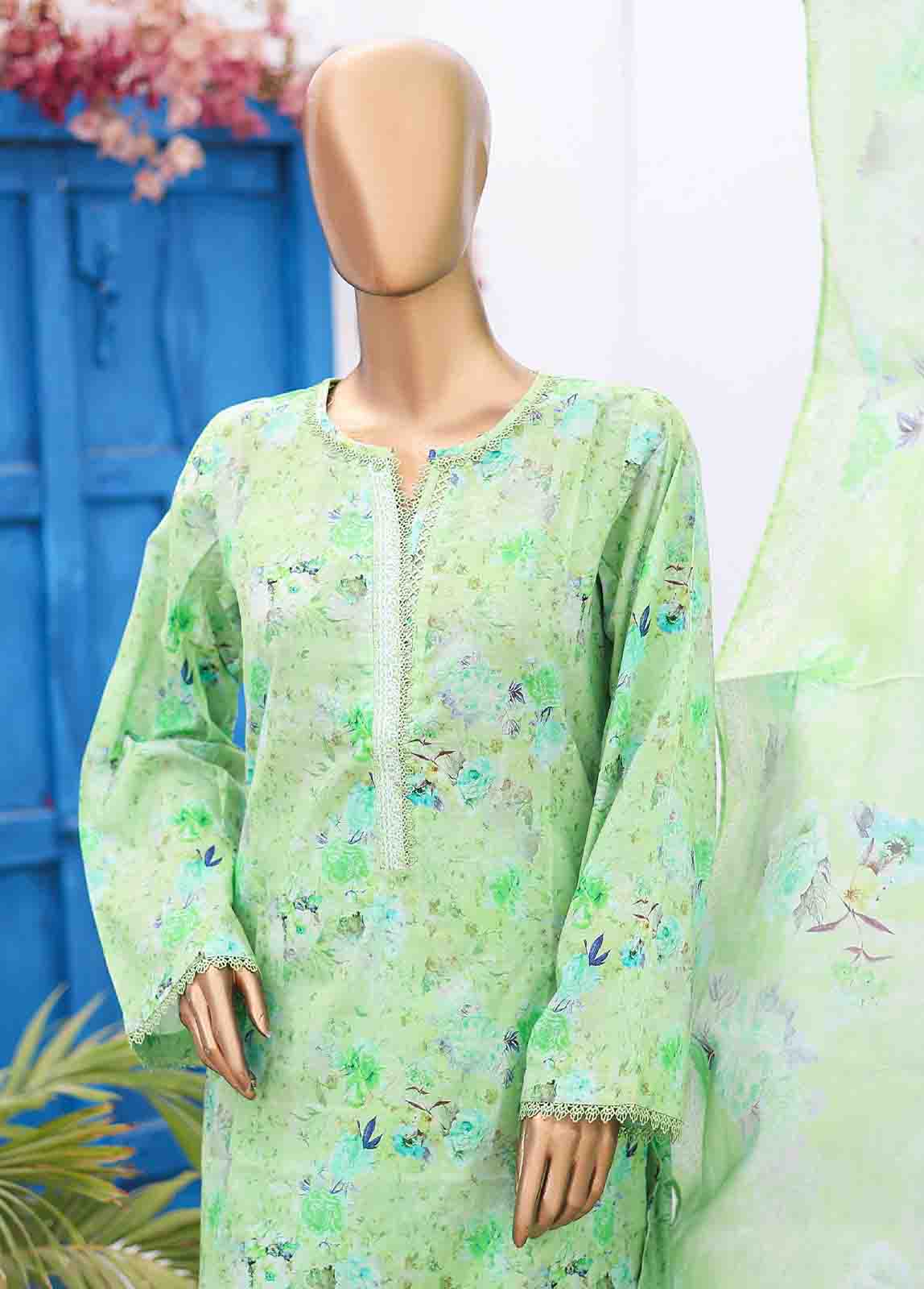 Bin Saeed Fabric - SM-0564 B-PR- 3 Piece Printed Stitched Suit