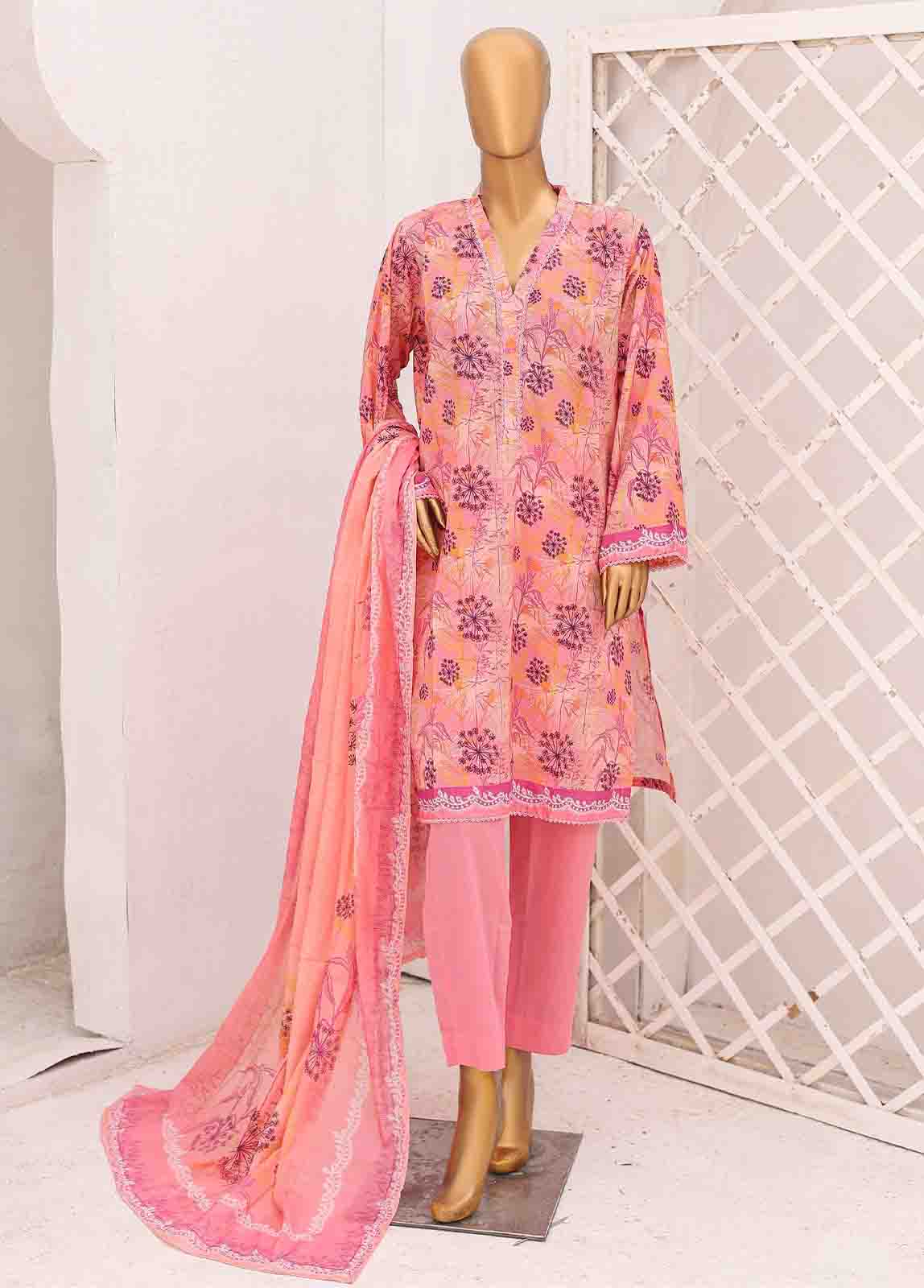 Bin Saeed Fabric - SM-0566-PR-A- 3 Piece Printed Stitched Suit