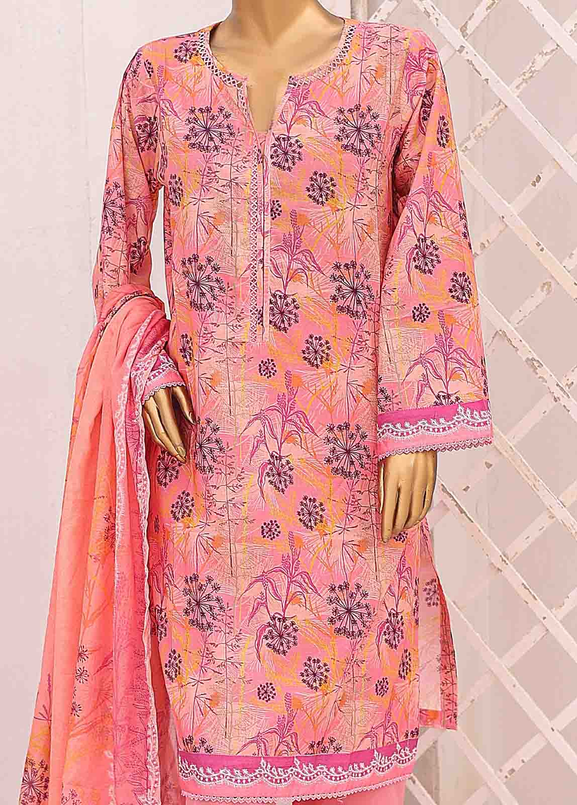 Bin Saeed Fabric - SM-0566 B-PR- 3 Piece Printed Stitched Suit