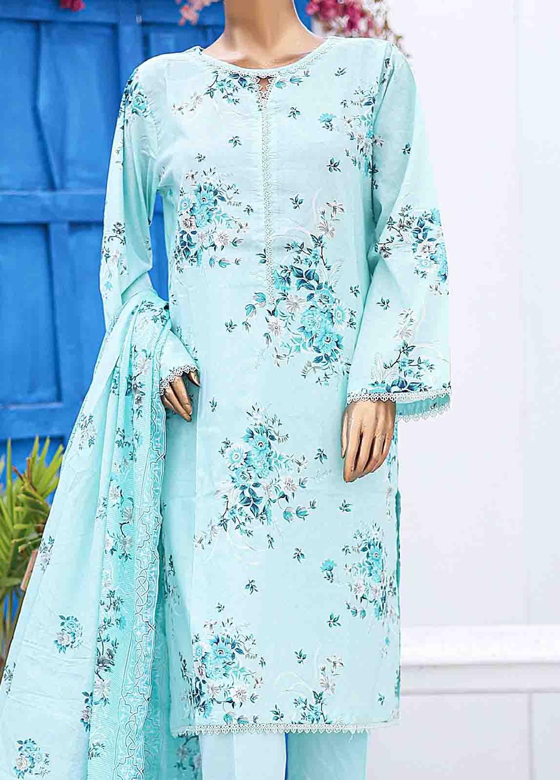 Bin Saeed Fabric - SM-0573 B-PR- 3 Piece Printed Stitched Suit