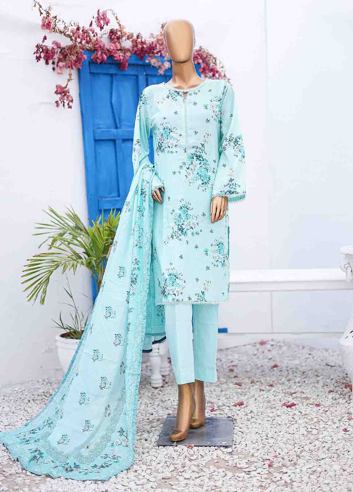 Bin Saeed Fabric - SM-0573 B-PR- 3 Piece Printed Stitched Suit