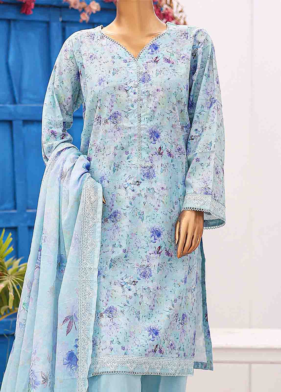 Bin Saeed Fabric - SM-0574 A-PR- 3 Piece Printed Stitched Suit