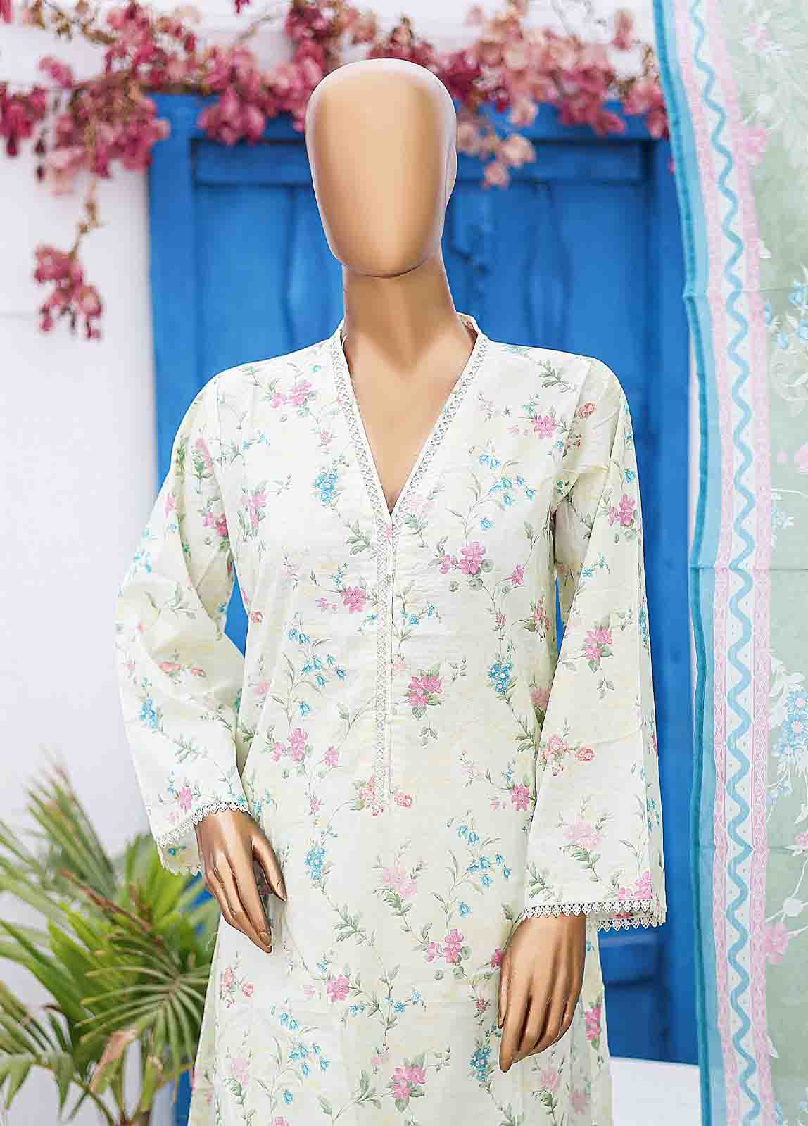 Bin Saeed Fabric - SM-0577 B-PR- 3 Piece Printed Stitched Suit
