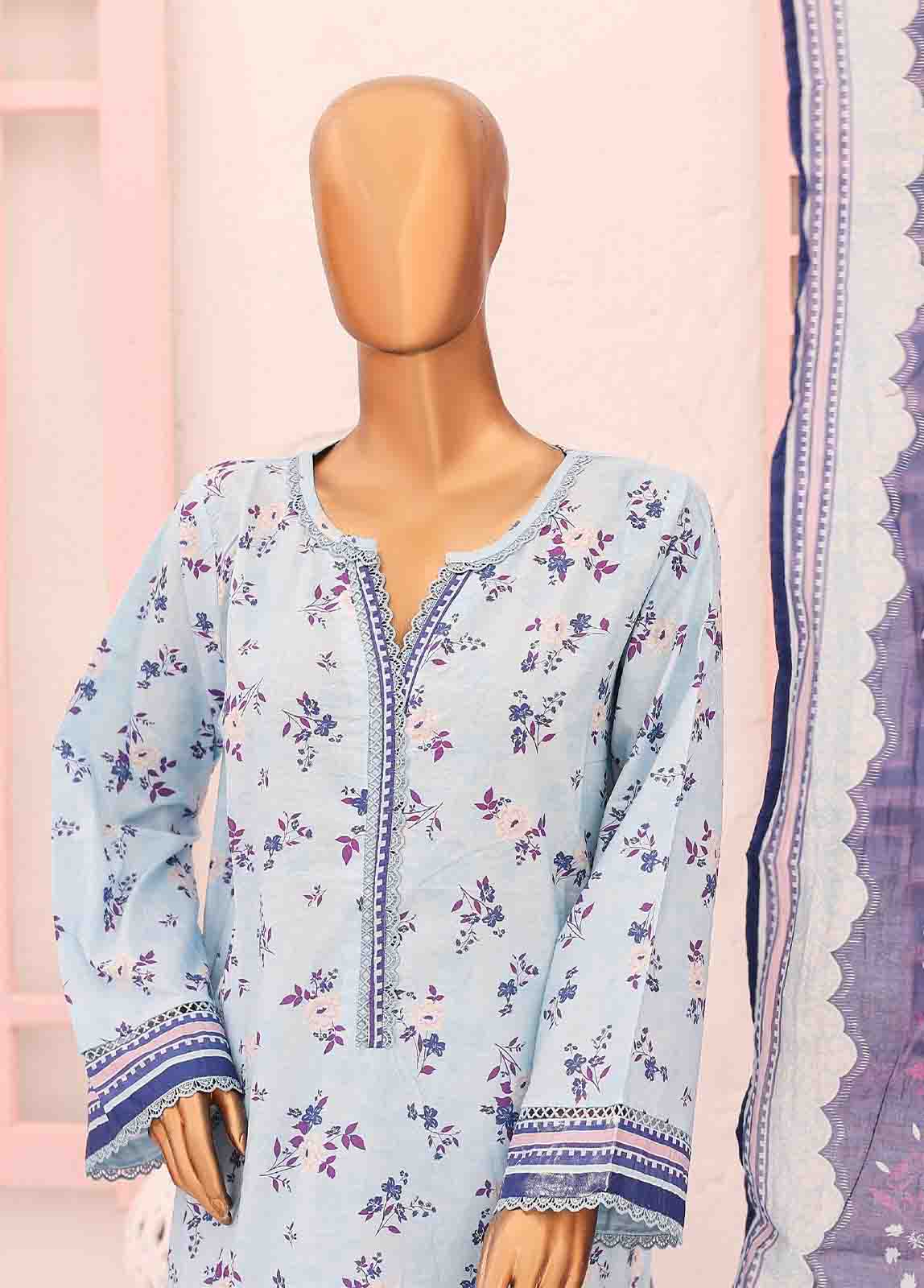 SM-0578 A-PR- 3 Piece Printed Stitched Suit – Bin Saeed Fabrics