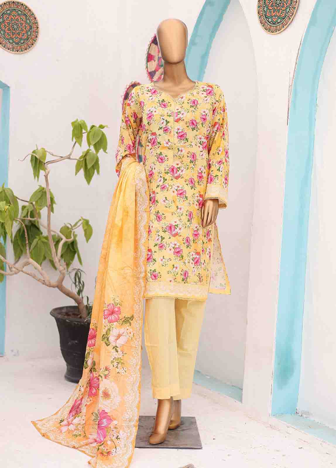 Bin Saeed Fabric - SM-0579 A-PR- 3 Piece Printed Stitched Suit