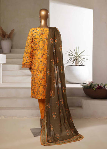 Bin Saeed Fabric - SM-058-EMBC-3 Piece Chikankari Stitched Suit